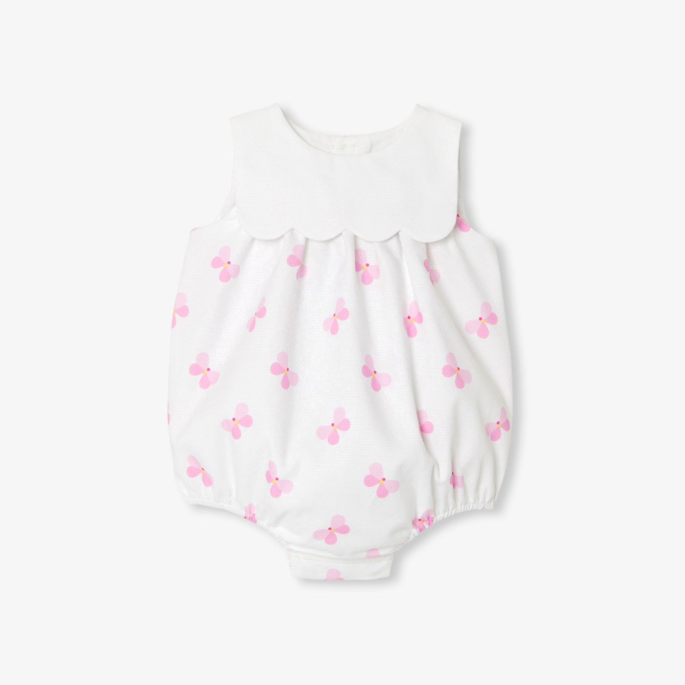 Baby girl romper in cotton piqué - blanc/multico