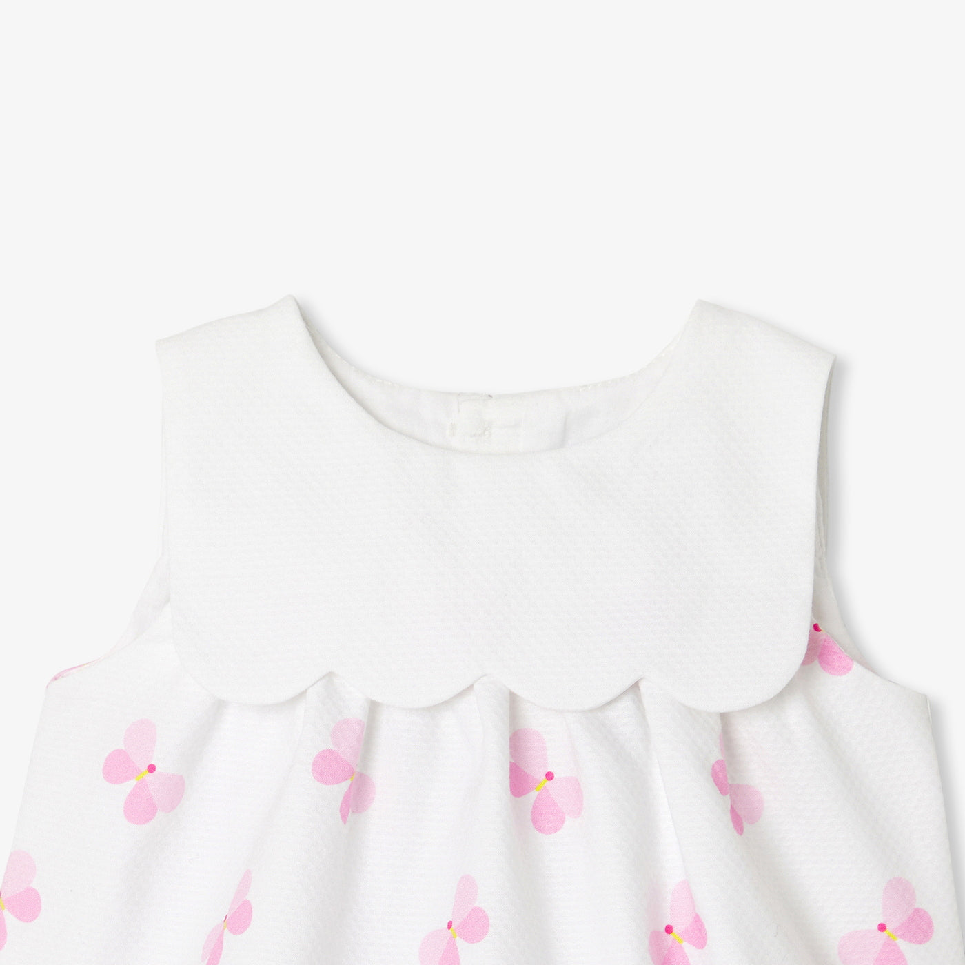 Baby girl romper in cotton piqué - blanc/multico