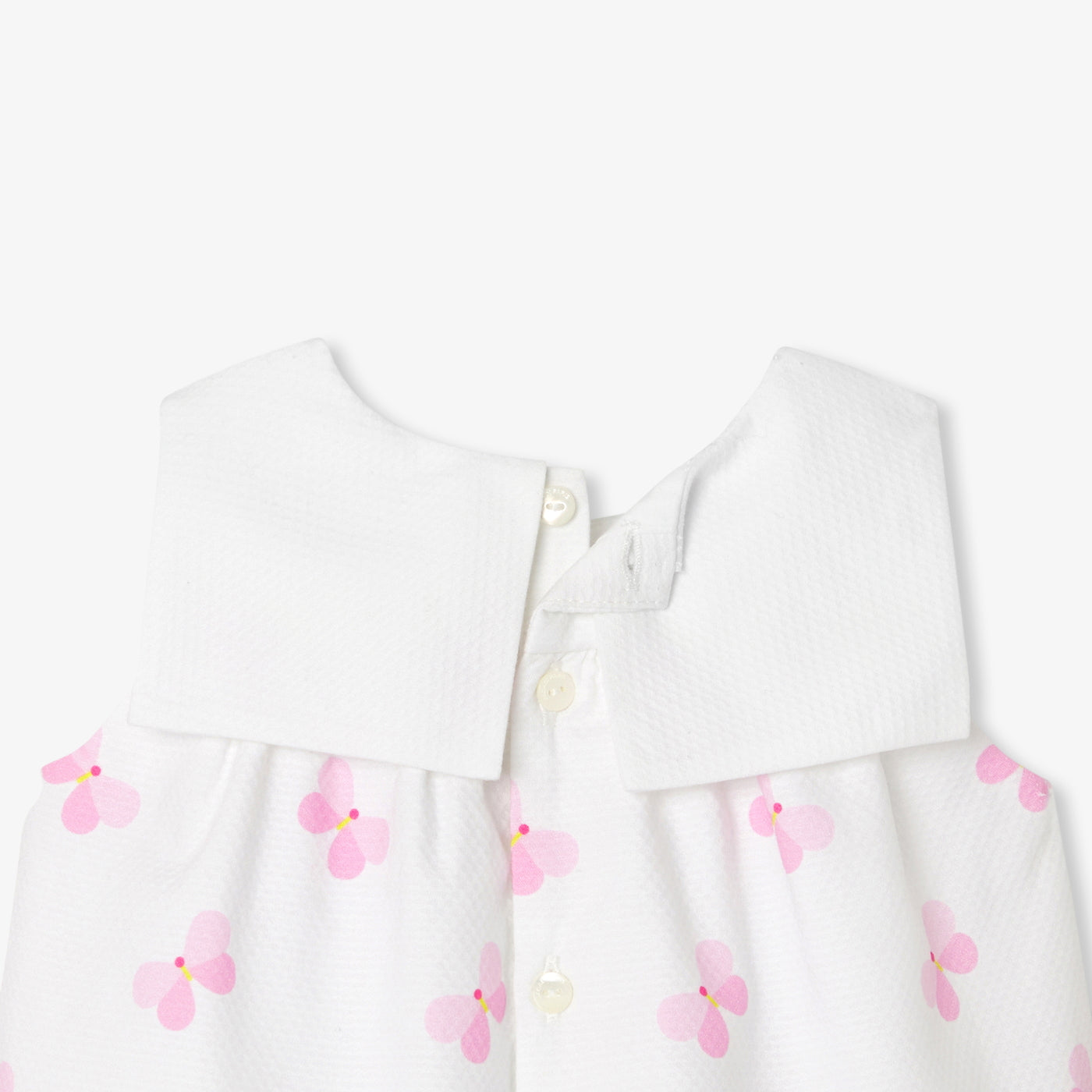 Baby girl romper in cotton piqué - blanc/multico