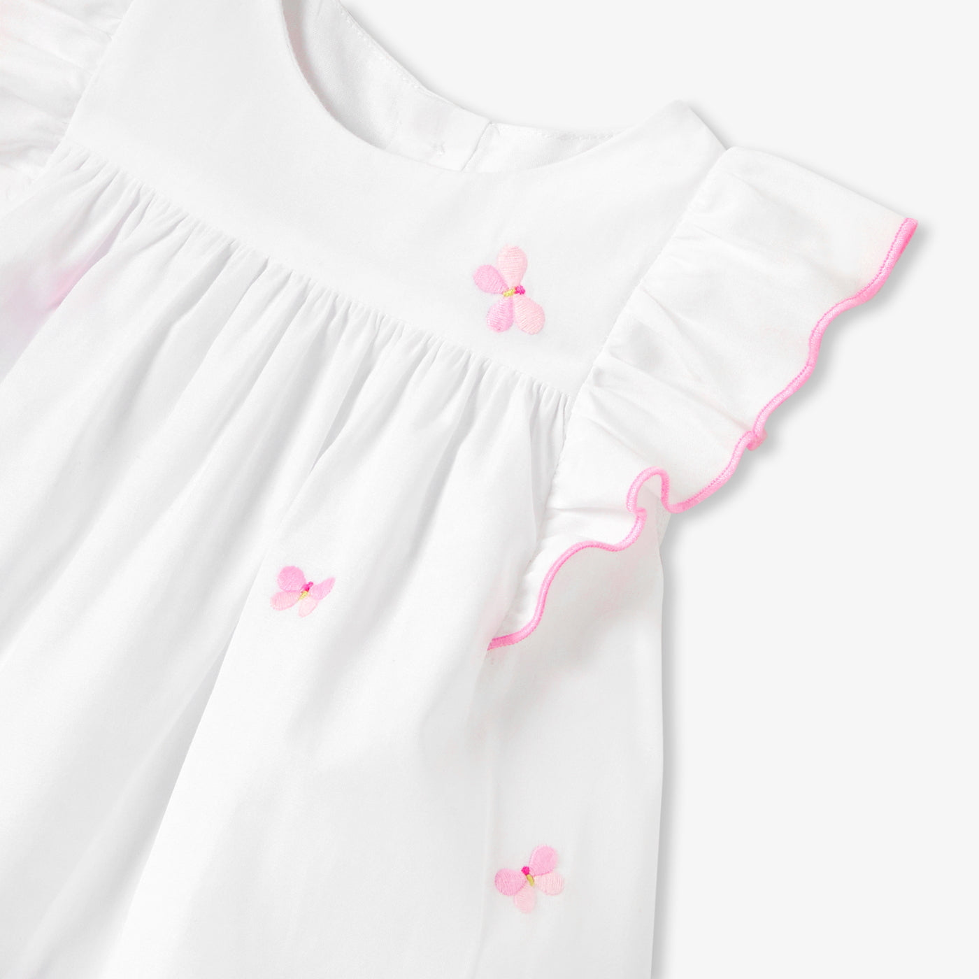 Baby girl dress in cotton poplin - blanc/multico