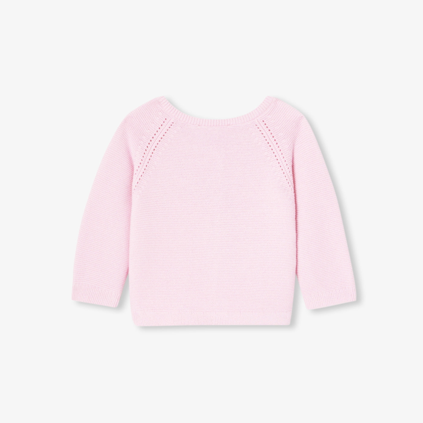 Baby girl cardigan in garter stitch cotton - rose pale jacadi