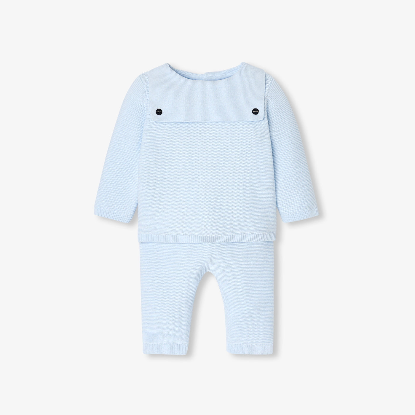 Baby boy set in garter stitch - bleu pale