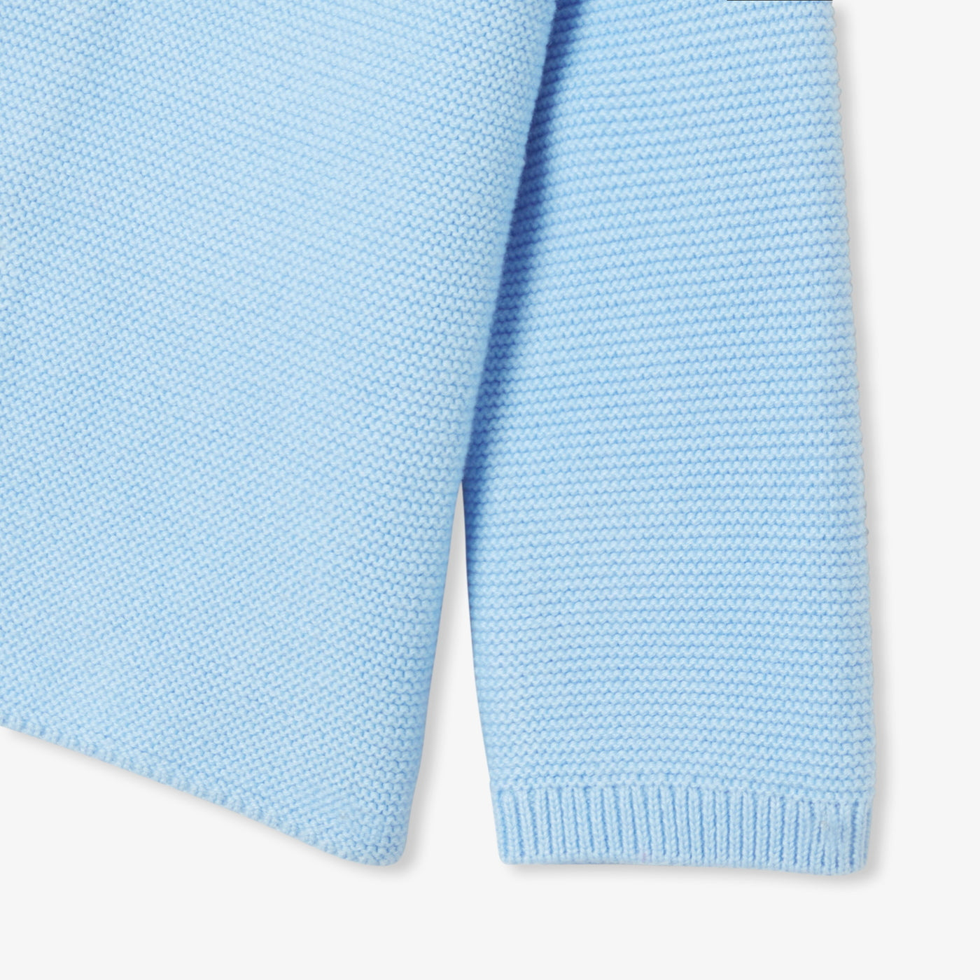 Baby cardigan in garter stitch cotton - bleu ocean