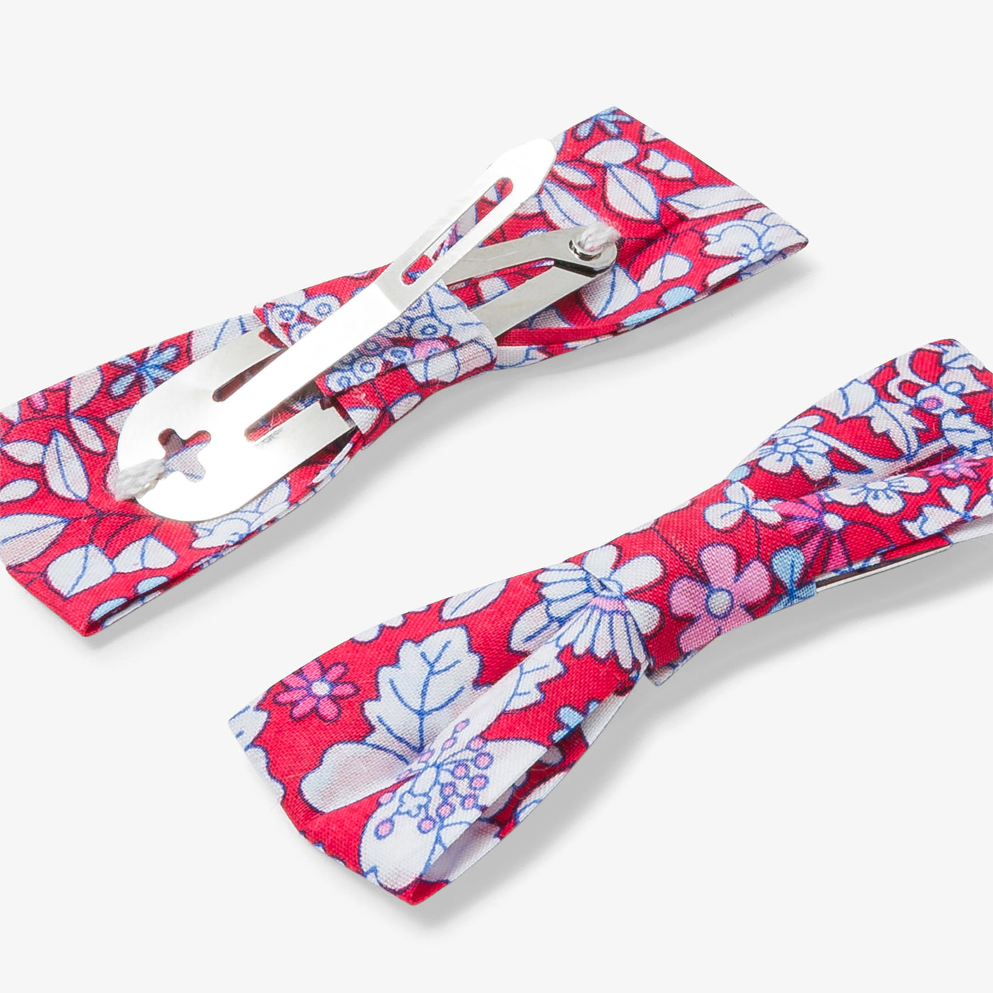 Girl pair of Liberty fabric hair clips - rouge/multico