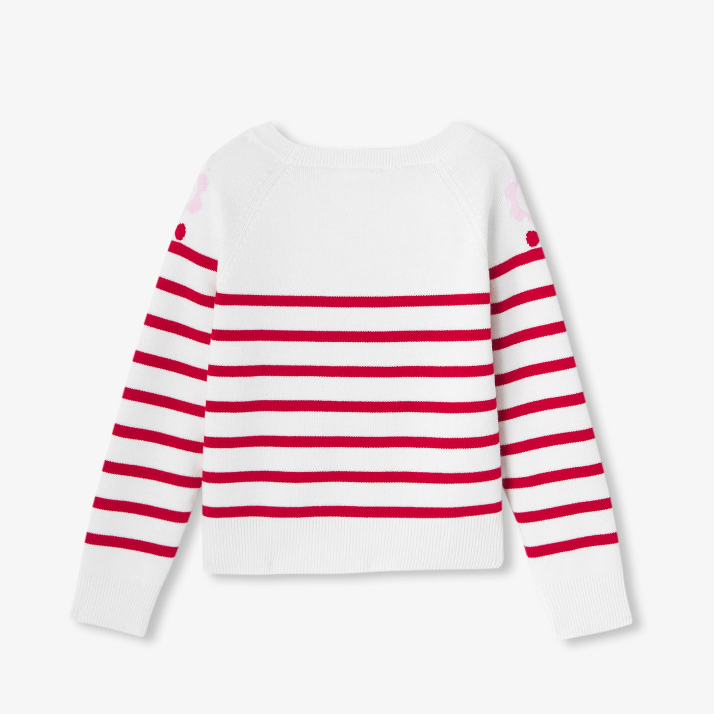 Girl jersey knit sailor sweater - blanc/rouge