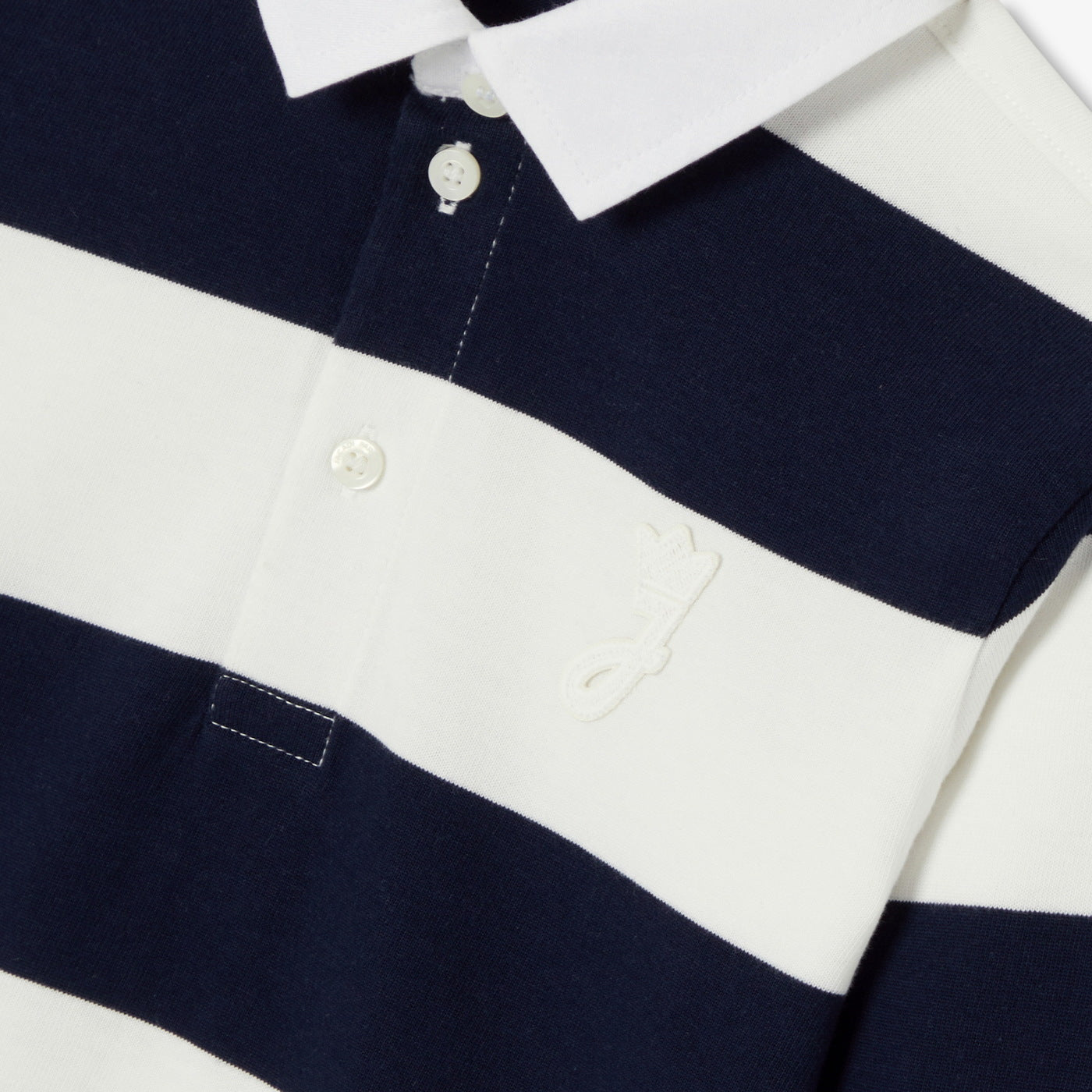 Child long-sleeved rugby polo shirt - marine/ecru