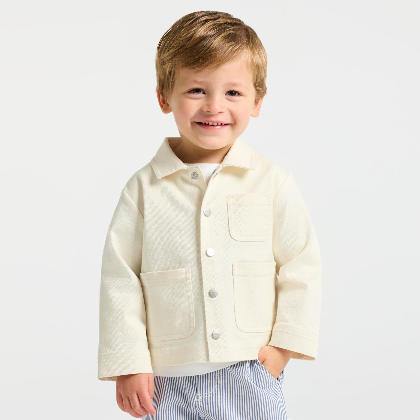 Baby cotton workwear jacket - ecru