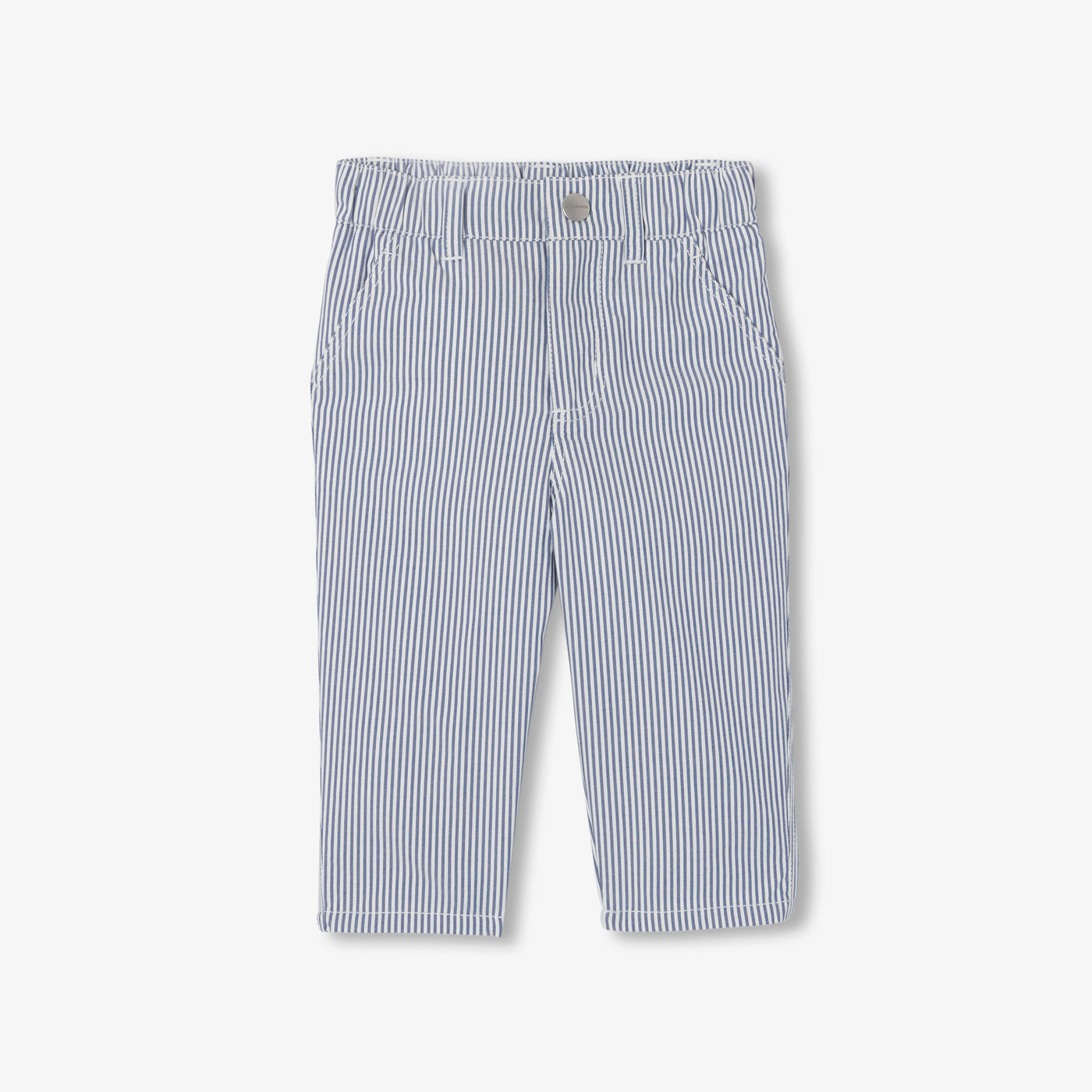 Baby boy trousers in striped twill - blanc/bleu