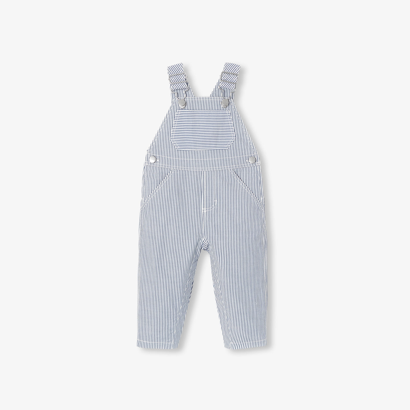 Baby dungarees in striped twill - blanc/bleu