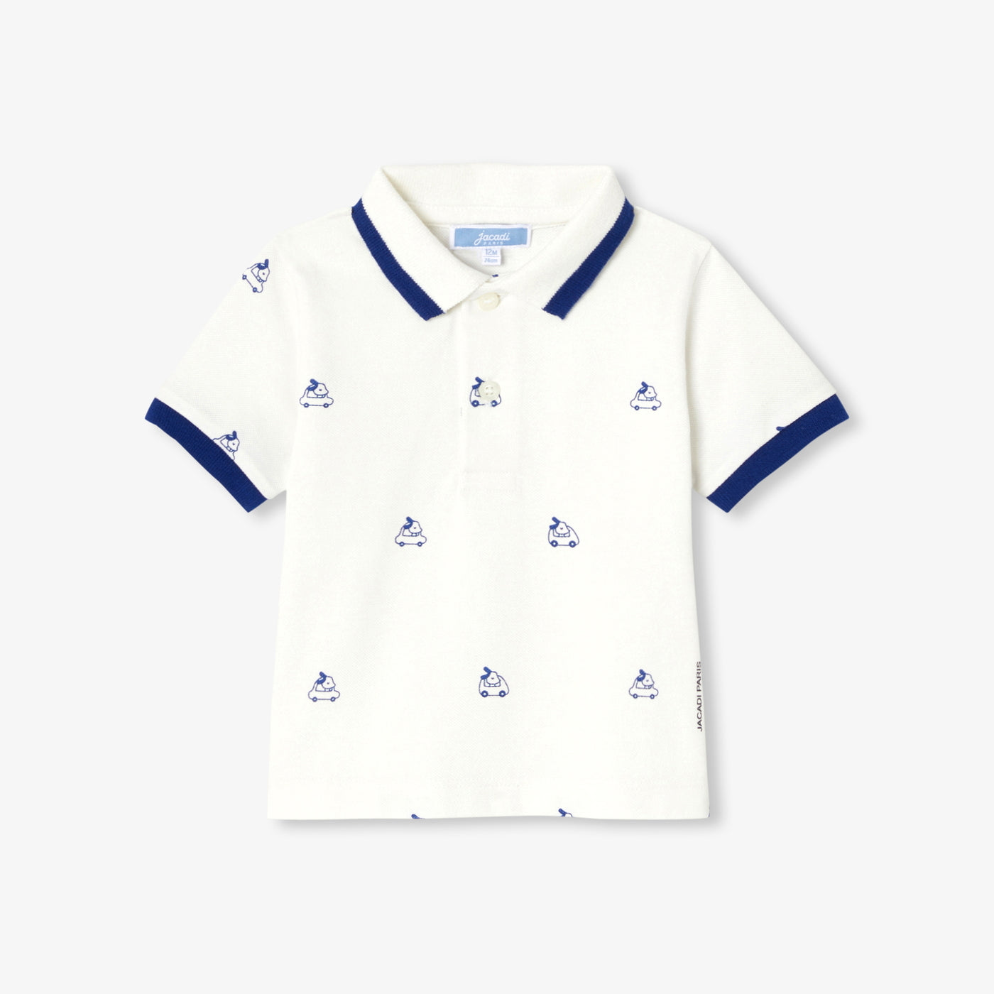 Baby boy polo shirt in printed cotton piqué - blanc doux jacadi