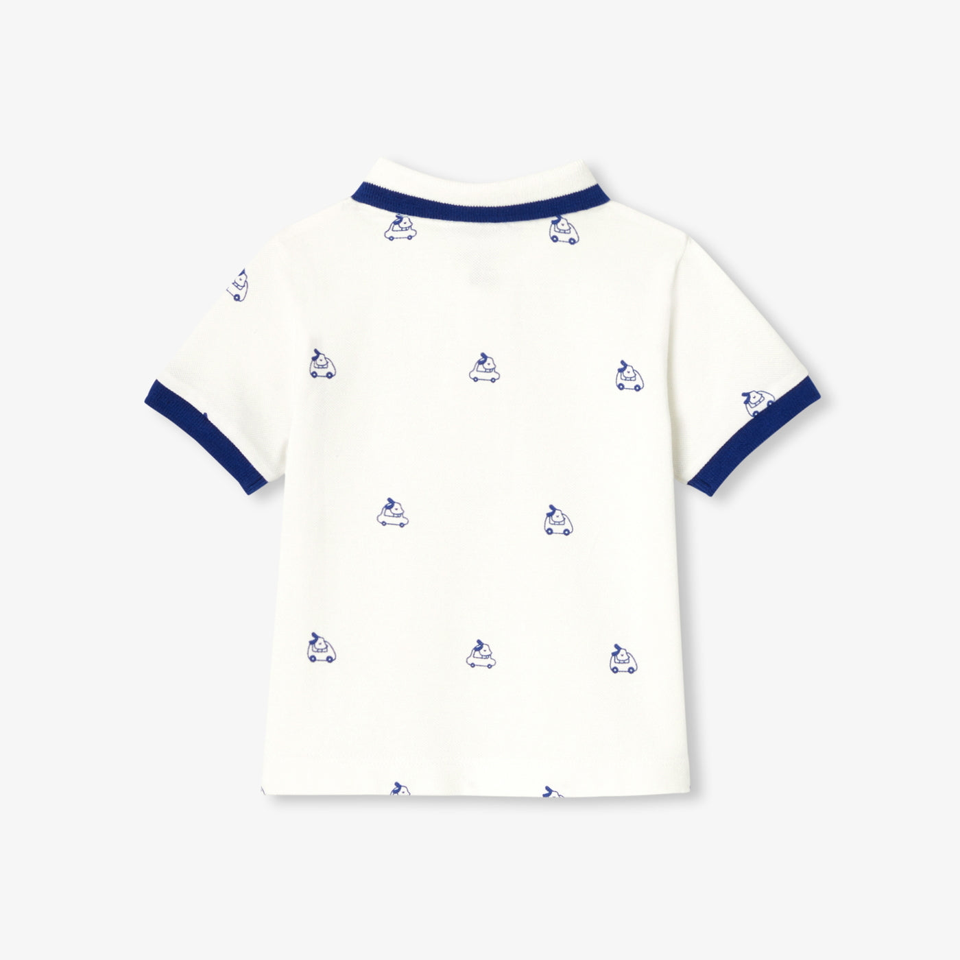 Baby boy polo shirt in printed cotton piqué - blanc doux jacadi