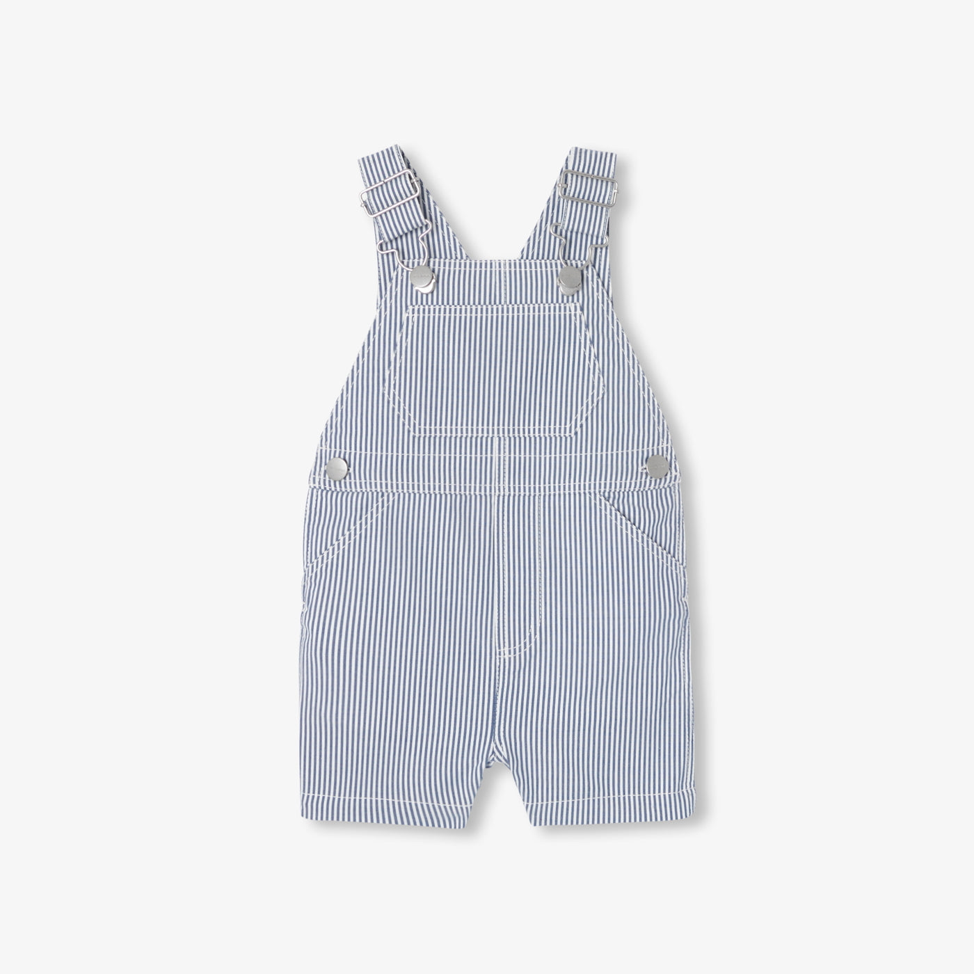Baby boy striped twill dungaree shorts - blanc/bleu