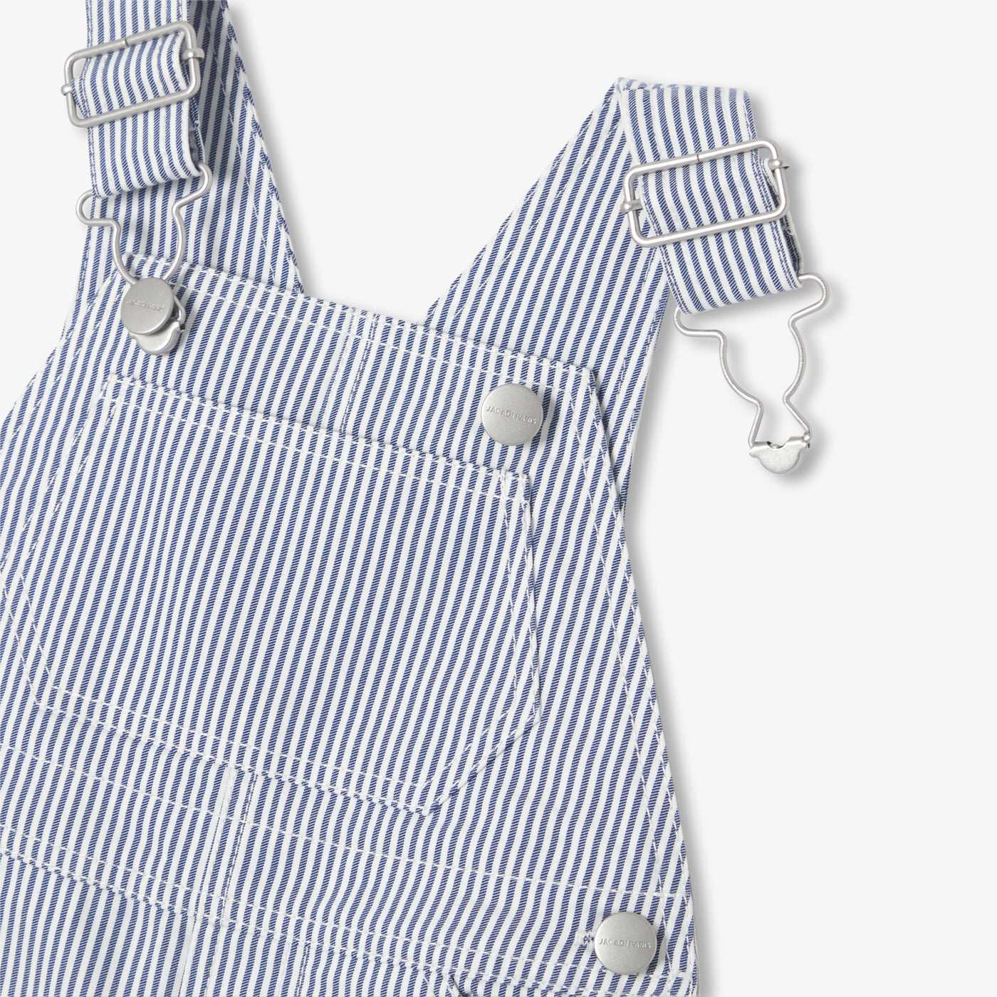 Baby boy striped twill dungaree shorts - blanc/bleu