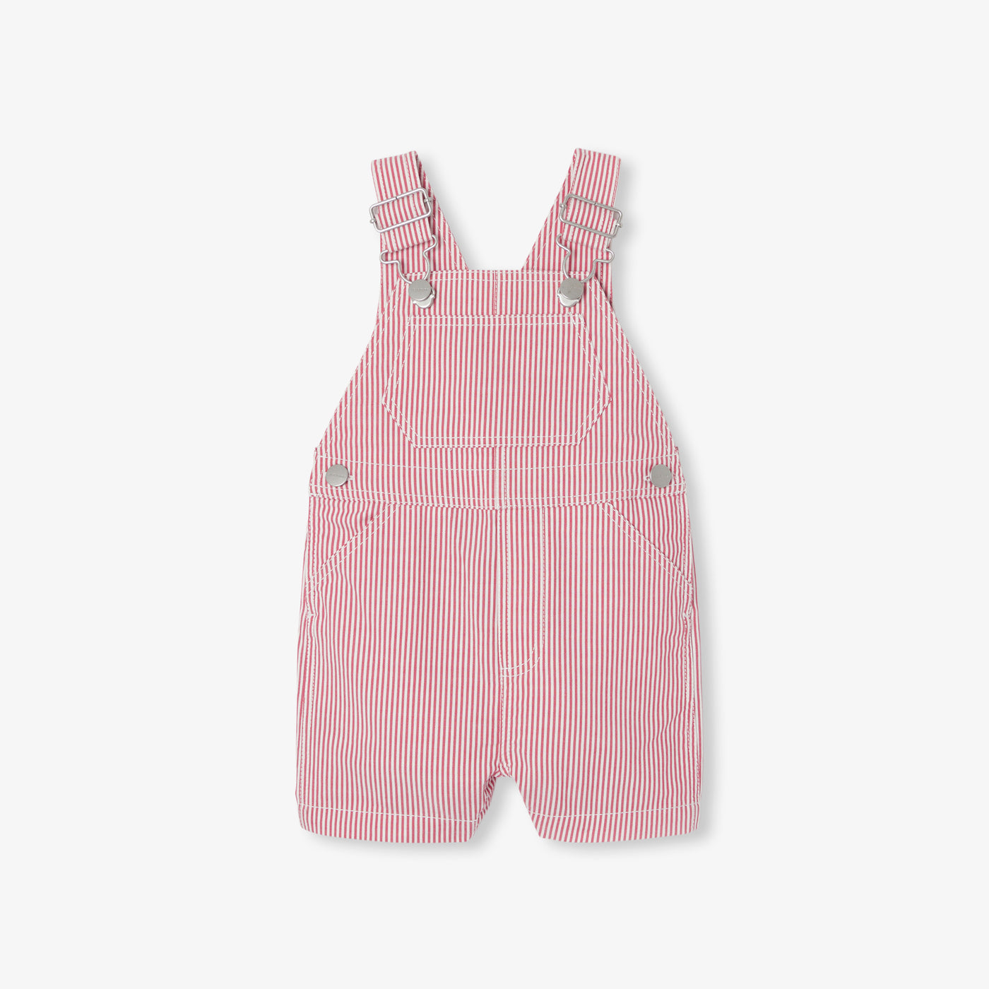 Baby boy striped twill dungaree shorts - blanc/rouge