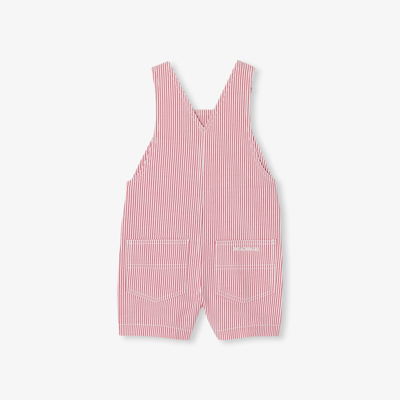 Baby boy striped twill dungaree shorts - blanc/rouge