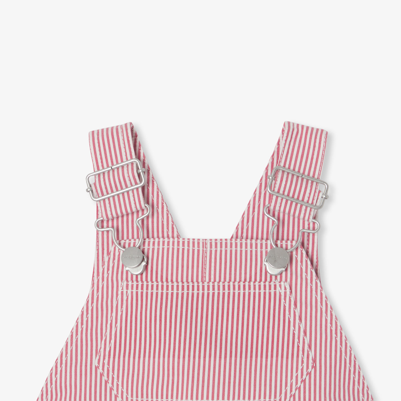 Baby boy striped twill dungaree shorts - blanc/rouge