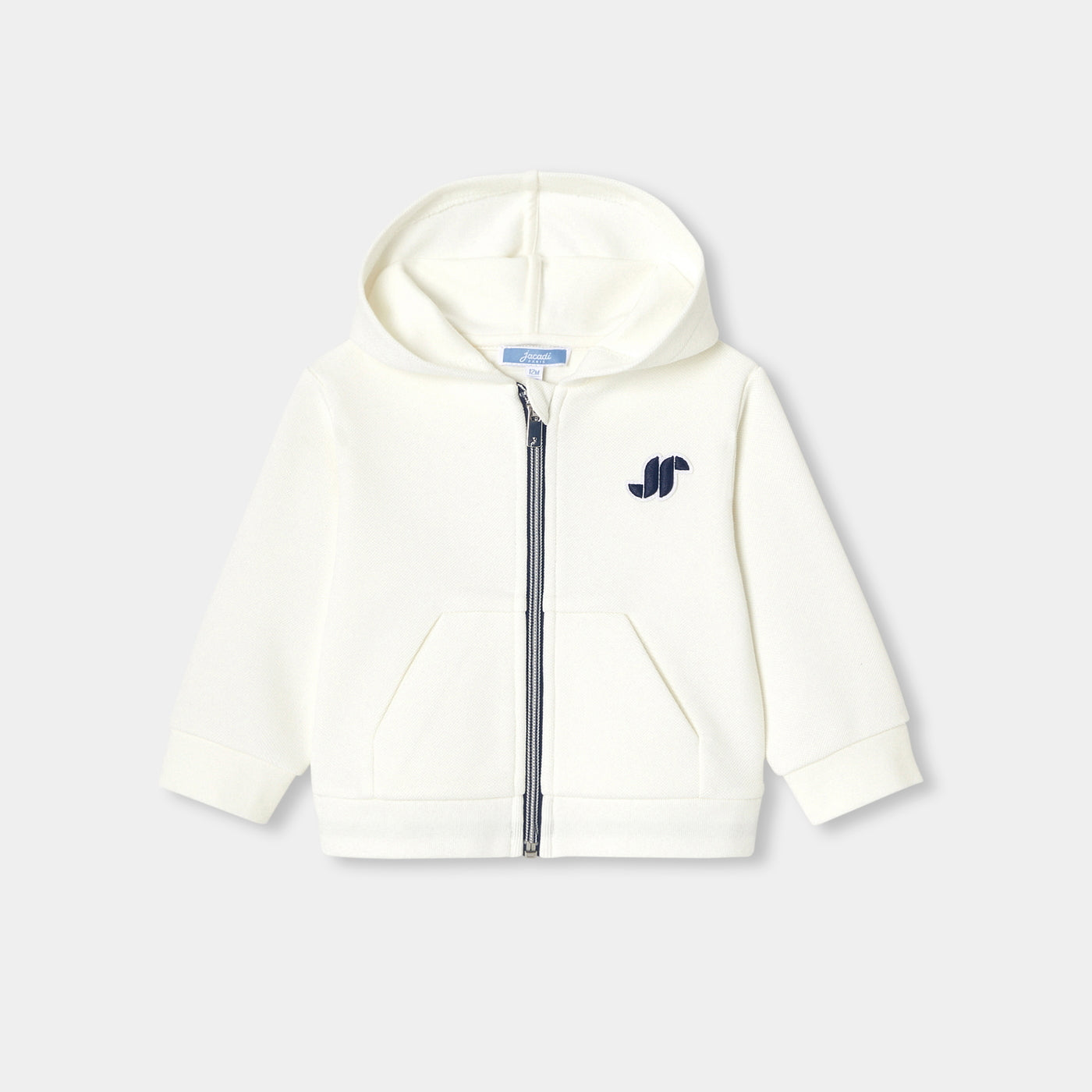 Baby boy piqué zip-up sweatshirt - blanc doux jacadi