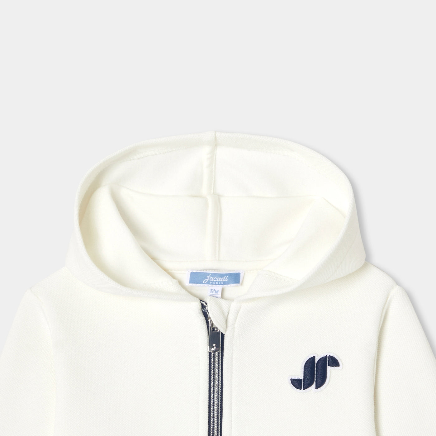 Baby boy piqué zip-up sweatshirt - blanc doux jacadi