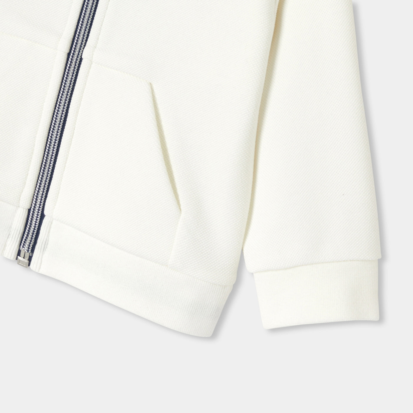 Baby boy piqué zip-up sweatshirt - blanc doux jacadi
