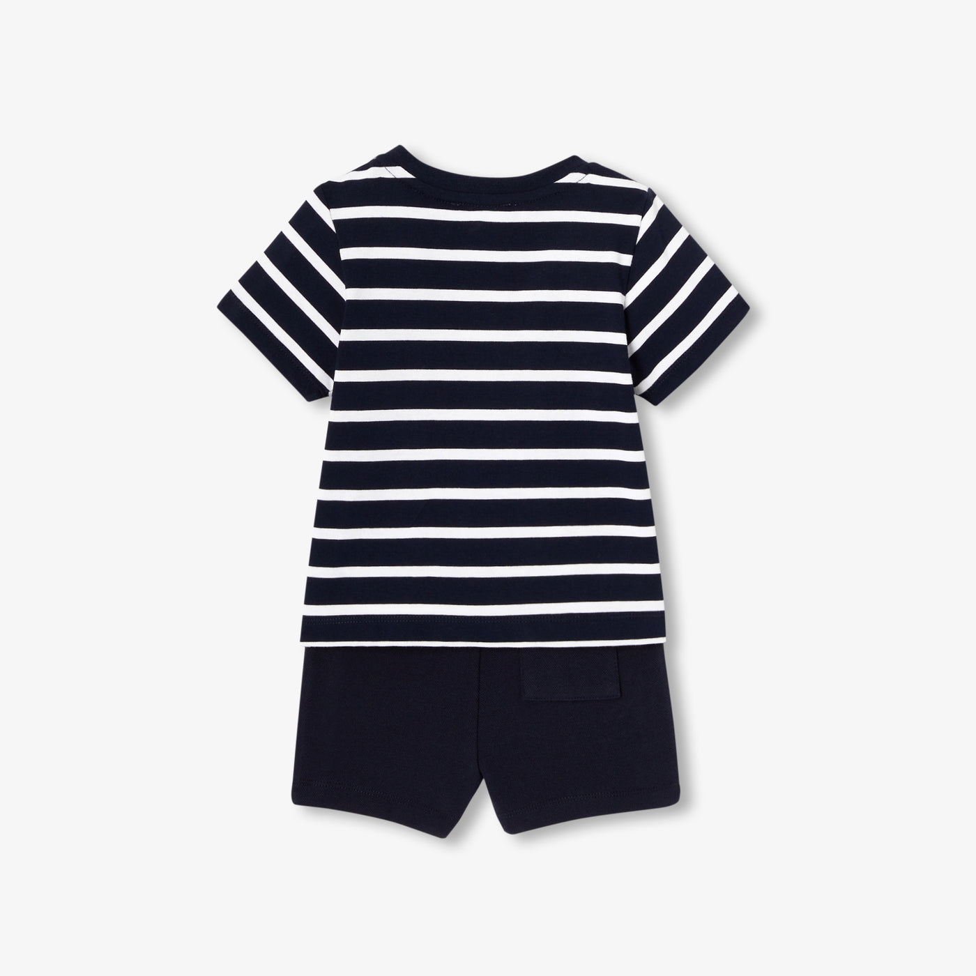 Baby boy cotton shorts set - marine/blanc