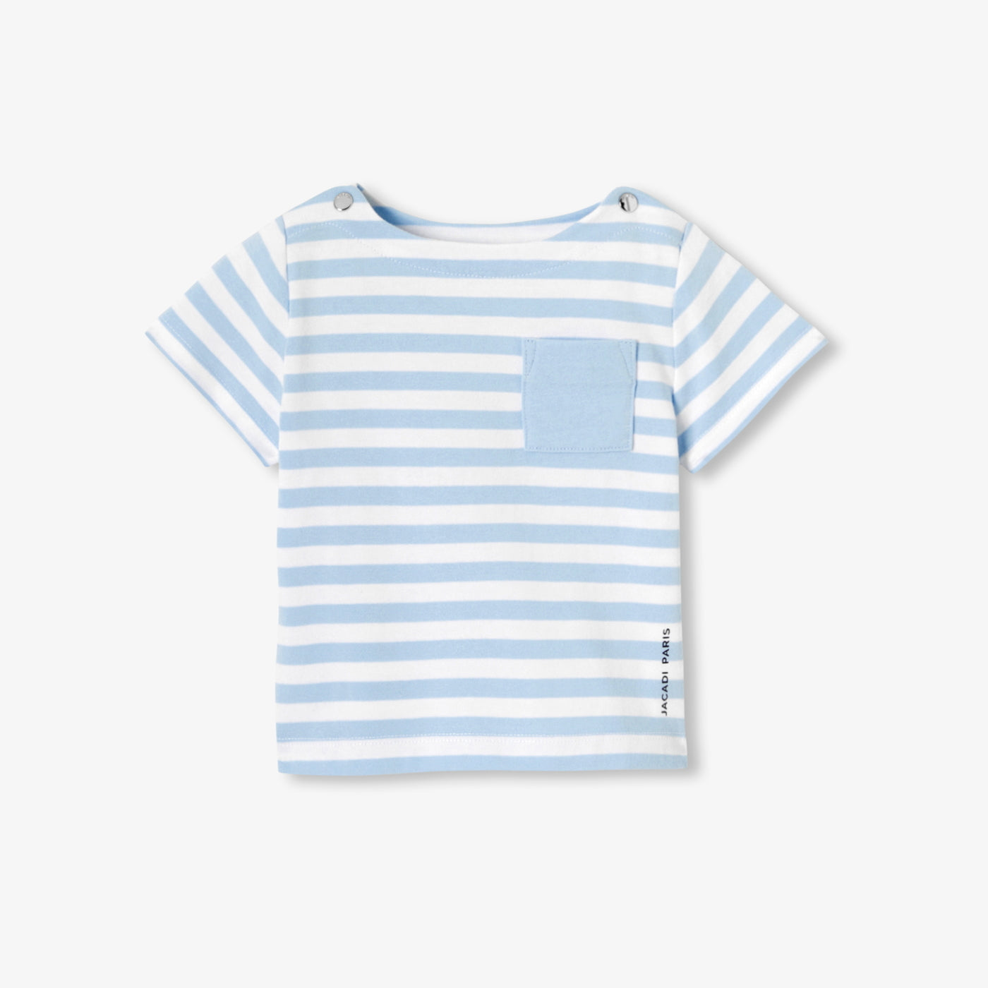 Baby boy striped cotton T-shirt - blanc/ciel