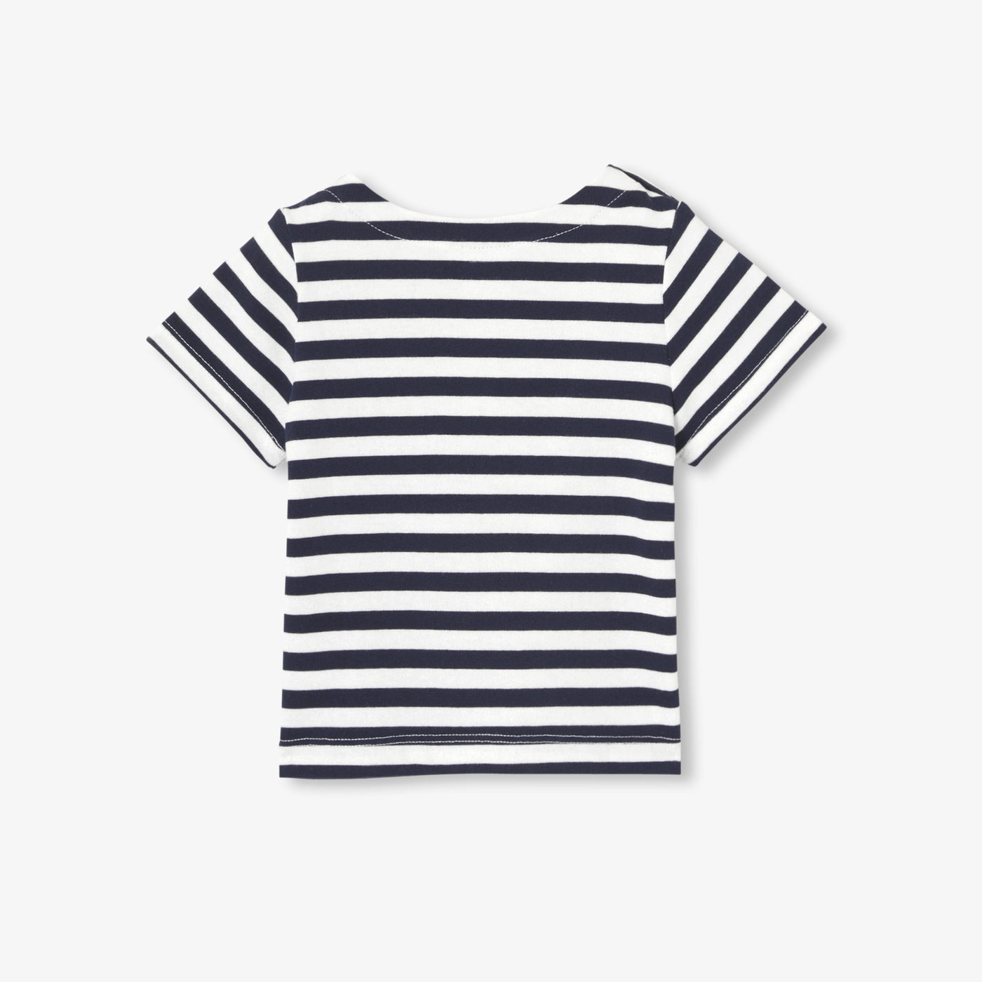 Baby boy striped cotton T-shirt - blanc/marine