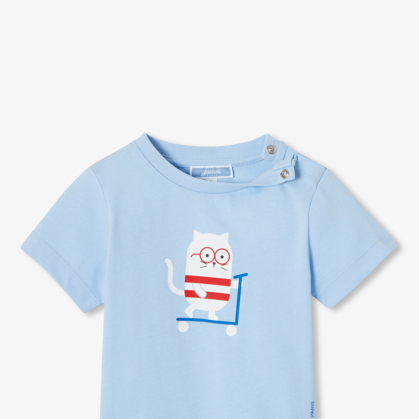 Baby boy short-sleeved cotton T-shirt - bleu clair jacadi