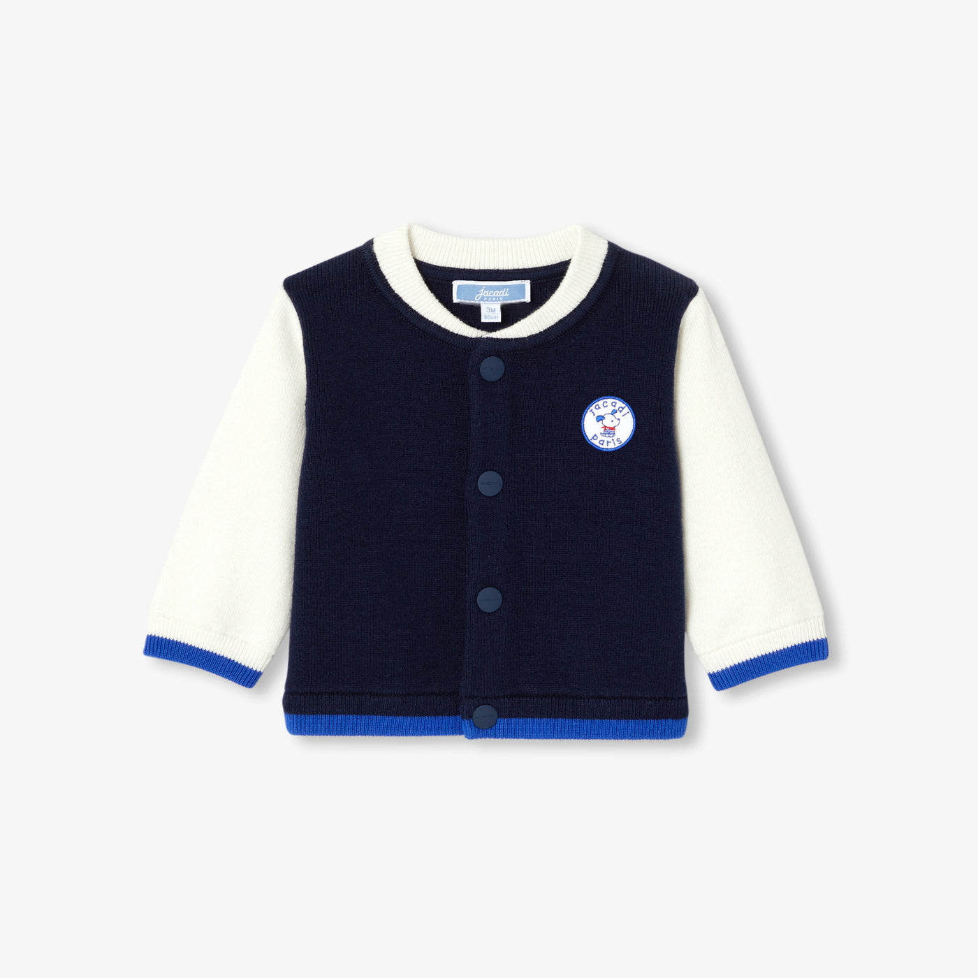 Baby boy varsity-style cardigan - marine/blanc