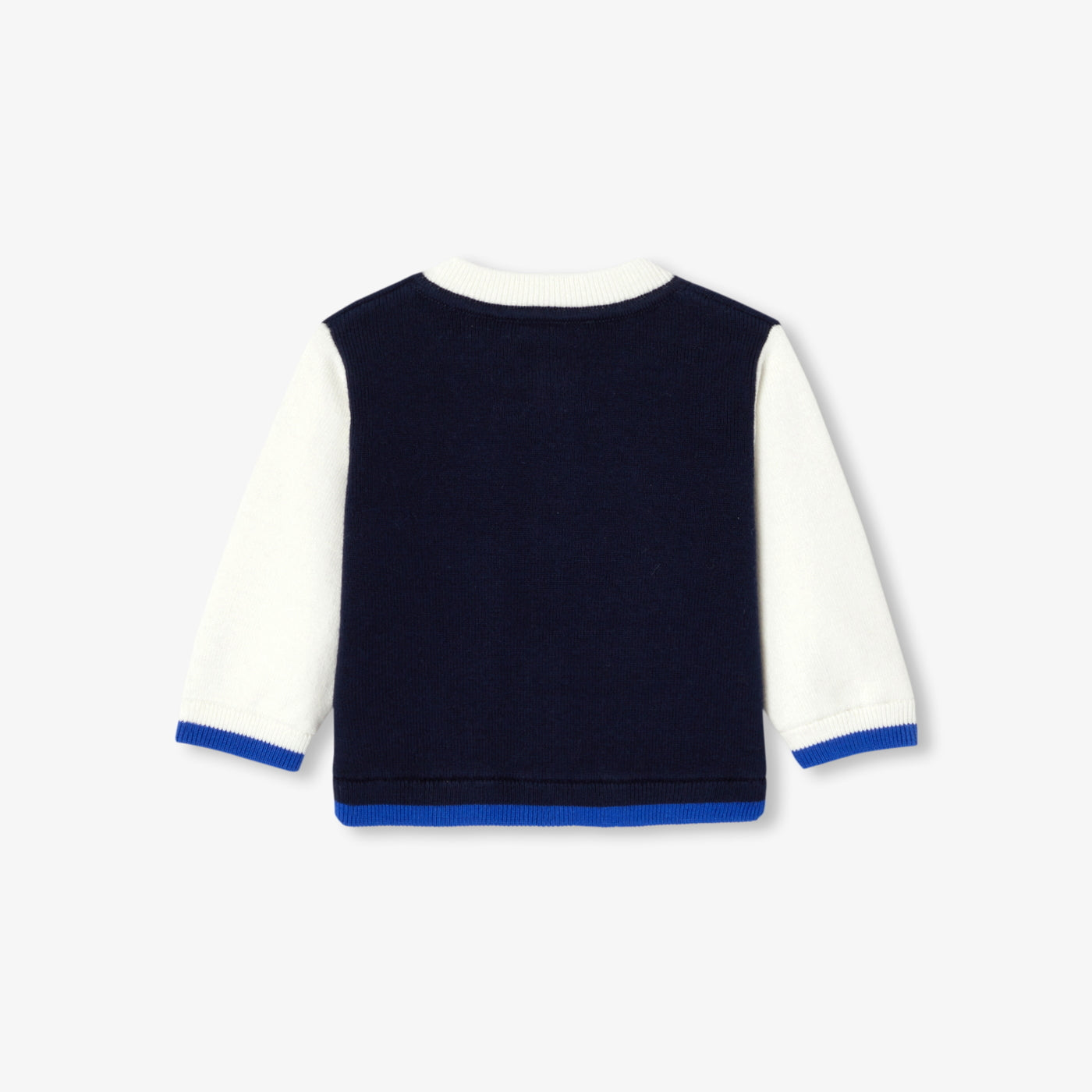 Baby boy varsity-style cardigan - marine/blanc