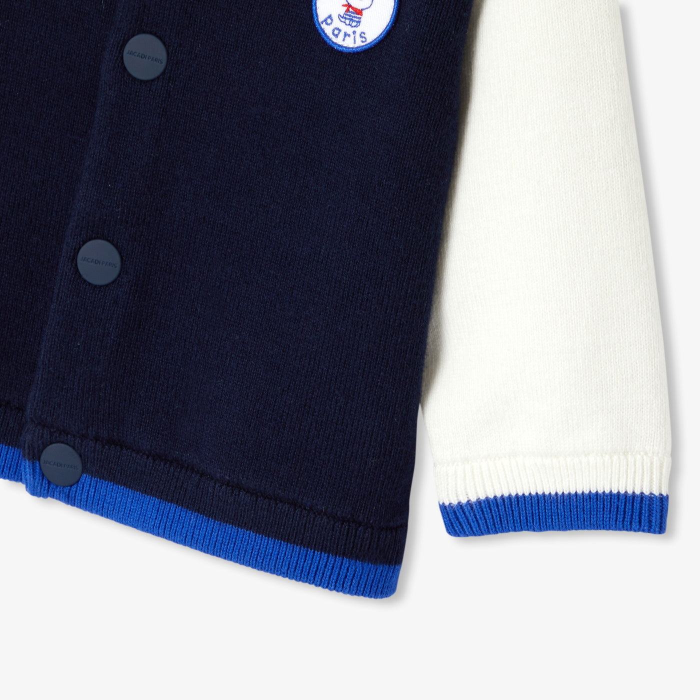 Baby boy varsity-style cardigan - marine/blanc