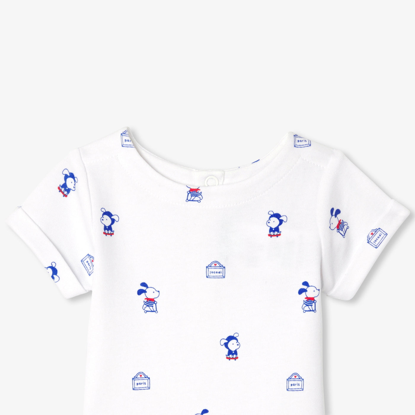 Baby boy interlock cotton bodysuit - blanc/multico