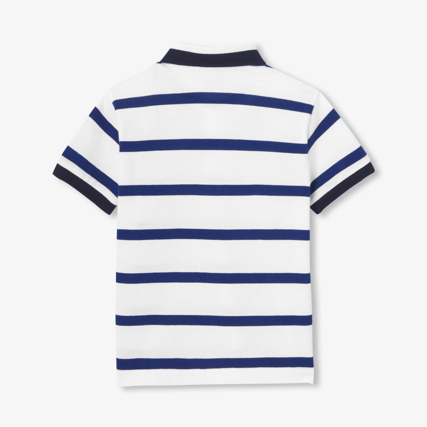 Boy striped cotton piqué polo shirt - blanc casse/marine