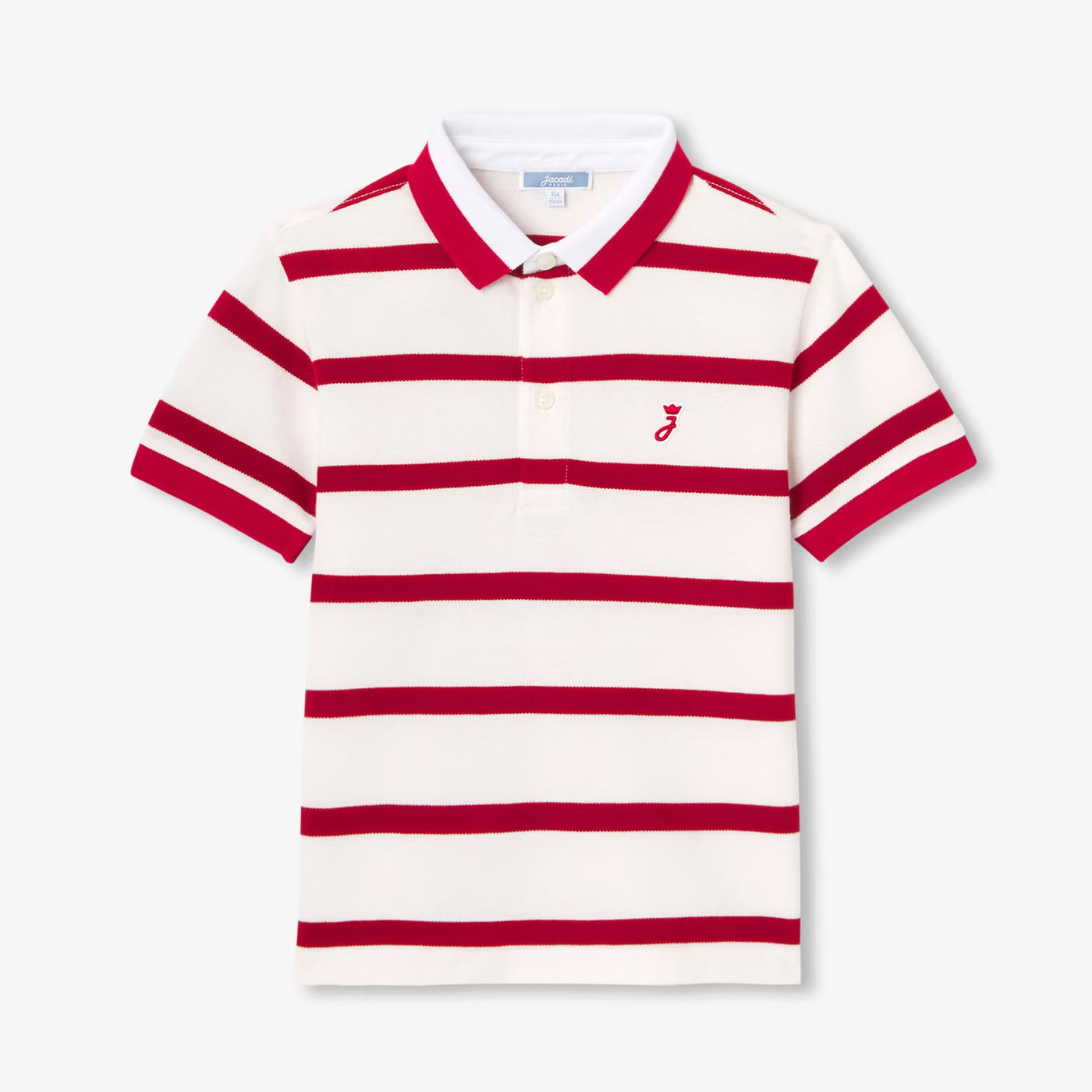 Boy striped cotton piqué polo shirt - blanc/rouge