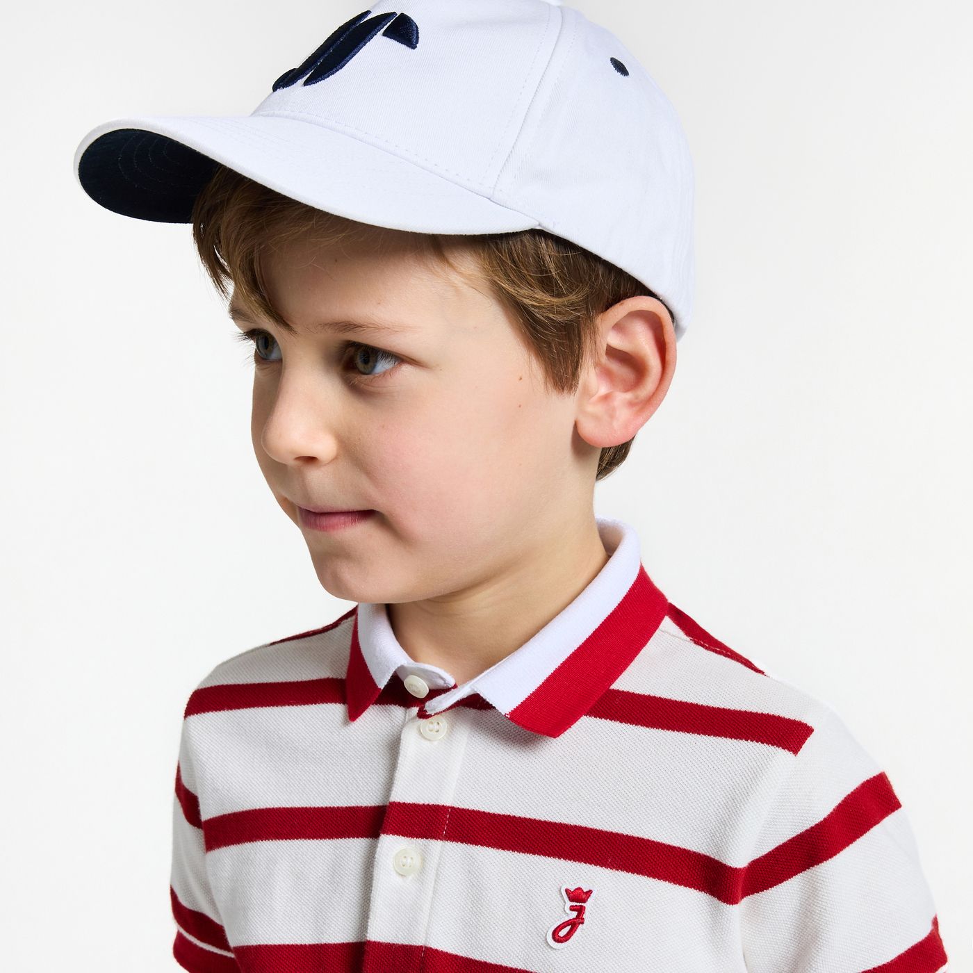 Boy striped cotton piqué polo shirt - blanc/rouge