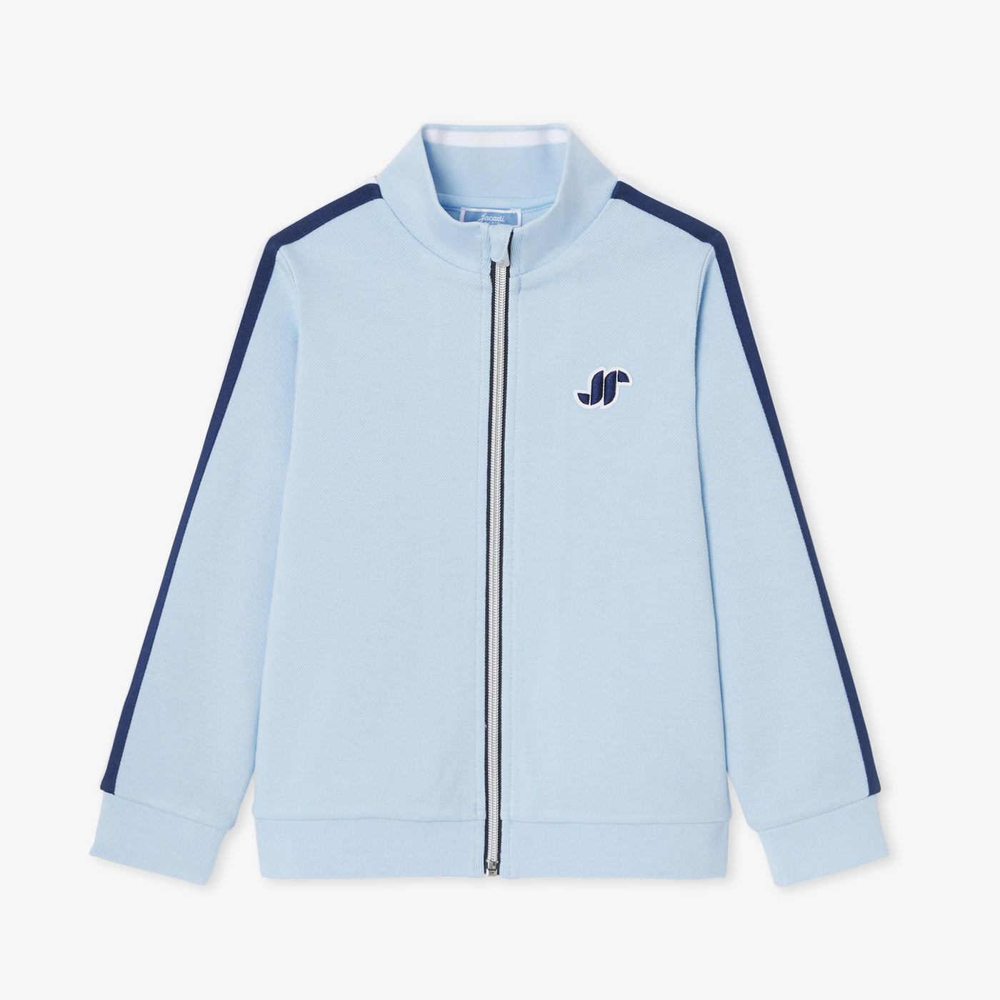 Boys' double-sided piqué zip-up sweatshirt - bleu clair jacadi
