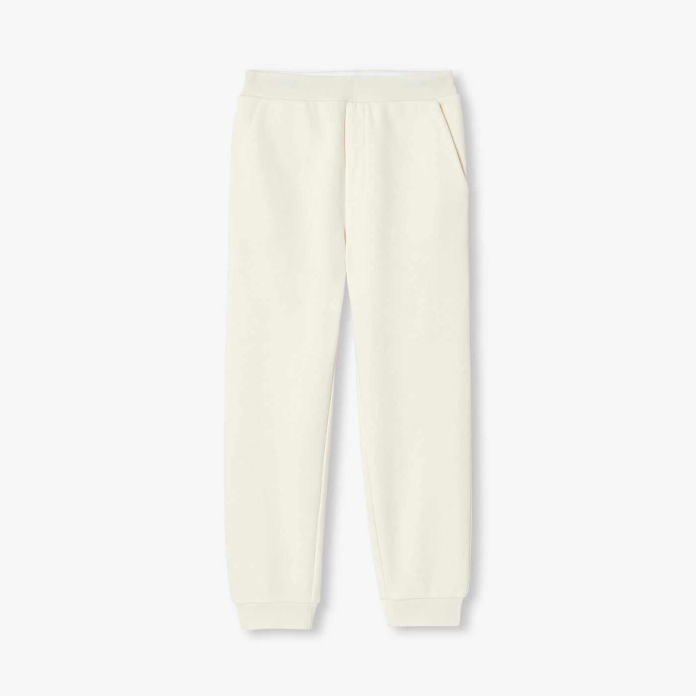 Children's fleece jogging pants - beige ficelle