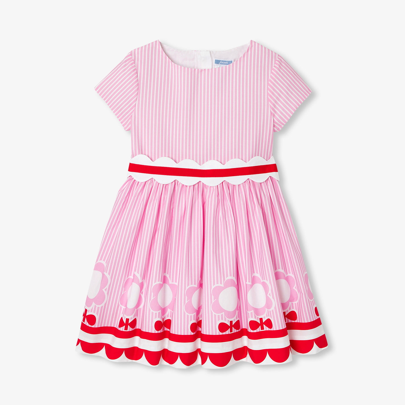 Girl striped poplin dress - rose/multico