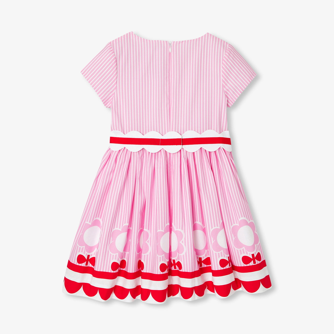 Girl striped poplin dress - rose/multico