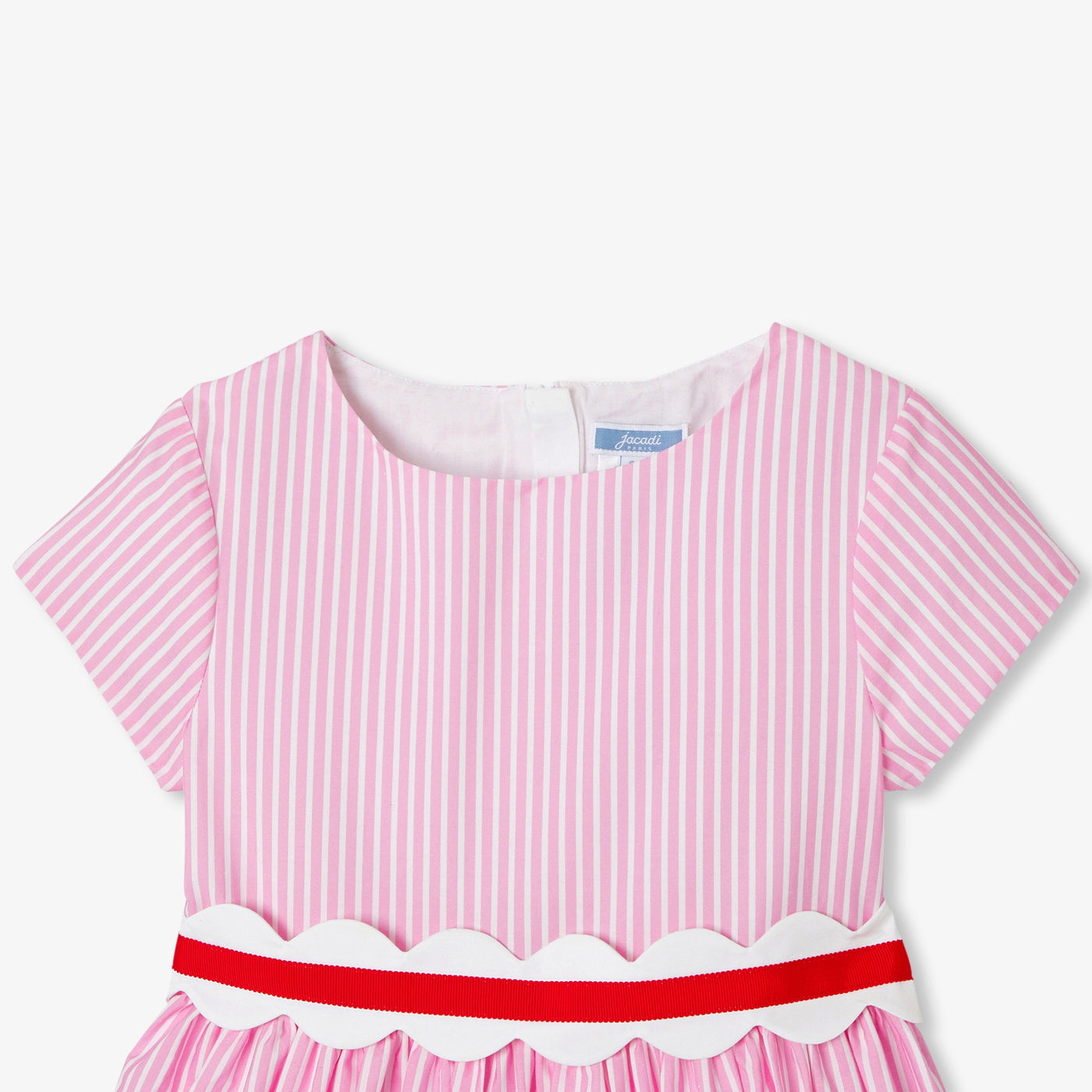 Girl striped poplin dress - rose/multico