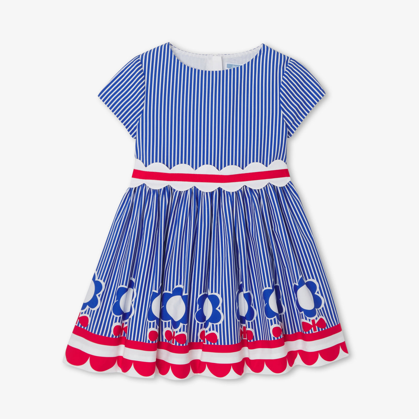 Girl striped poplin dress - bleu/multico