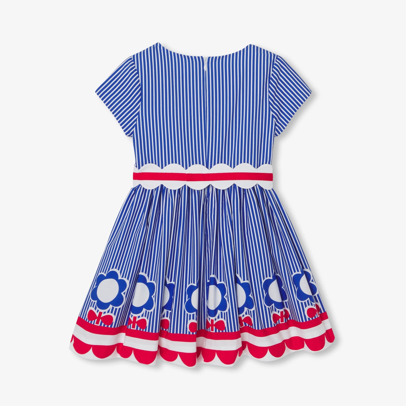 Girl striped poplin dress - bleu/multico