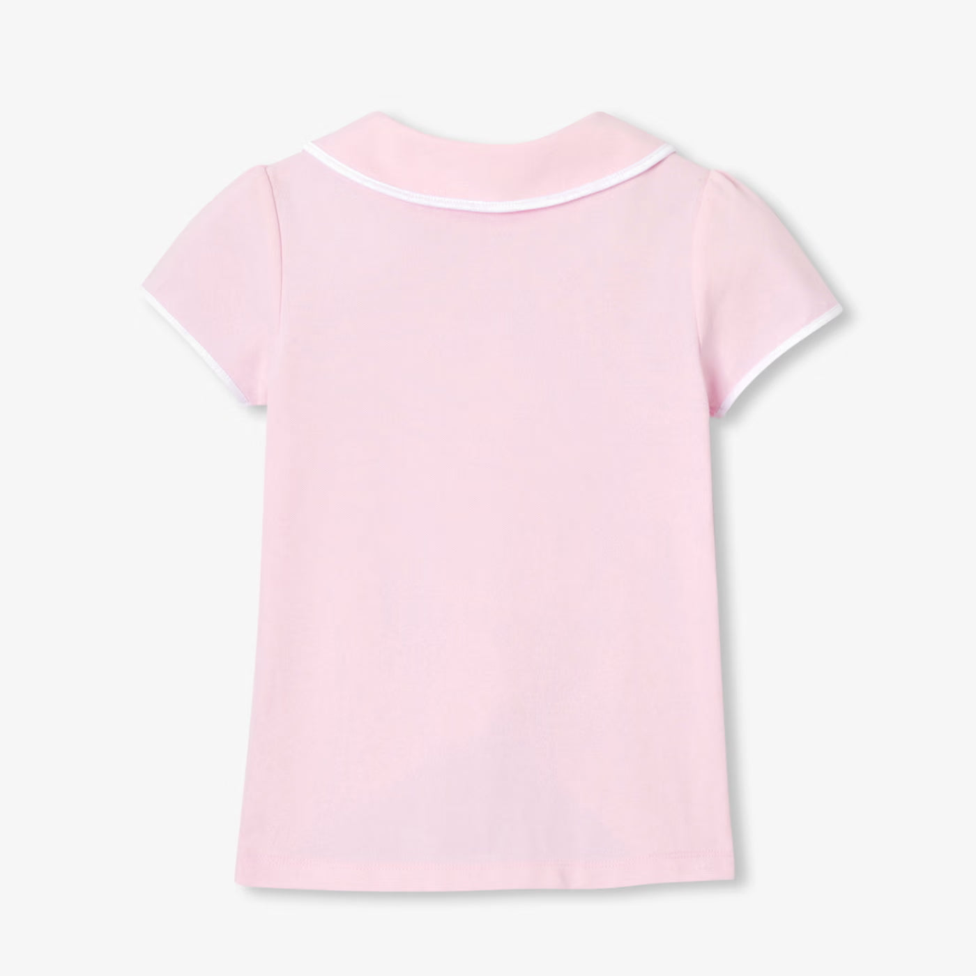 Girl short-sleeved polo shirt - rose poudre jacadi