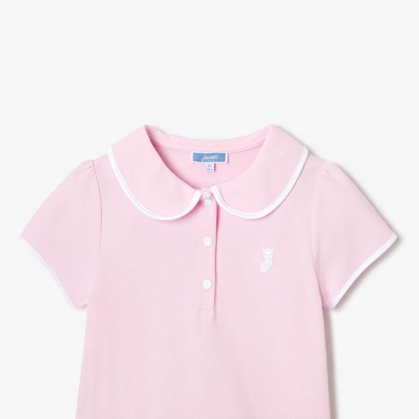 Girl short-sleeved polo shirt - rose poudre jacadi
