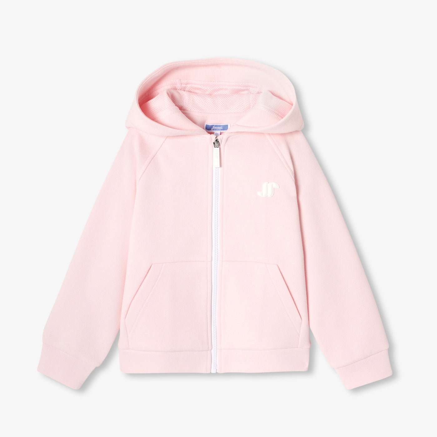 Girl piqué zip-up sweatshirt - rose poudre jacadi
