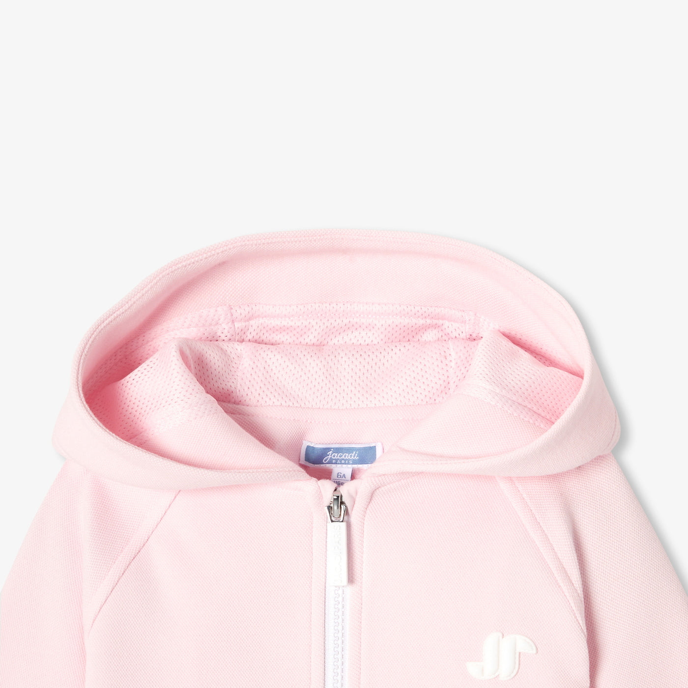 Girl piqué zip-up sweatshirt - rose poudre jacadi
