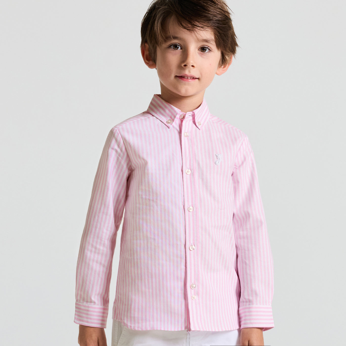 Child striped Oxford shirt - blanc/rose