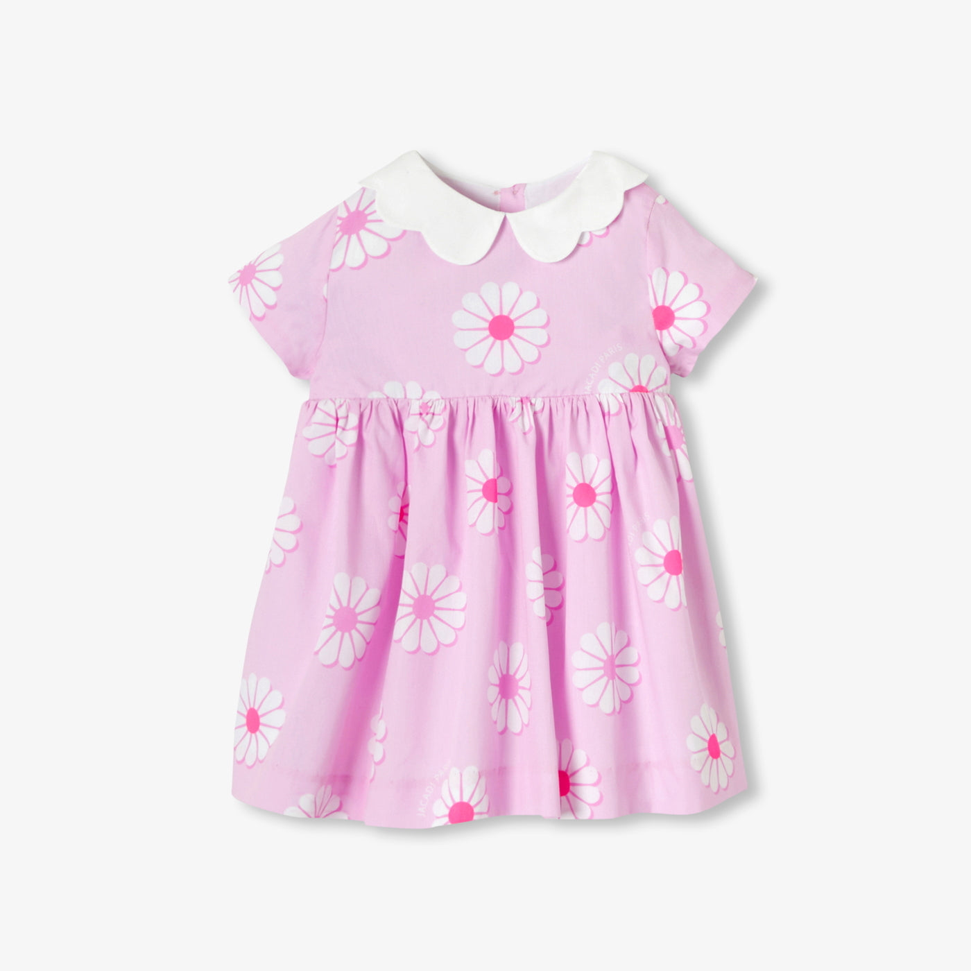 Baby girl cotton dress with floral pattern - rose/multico