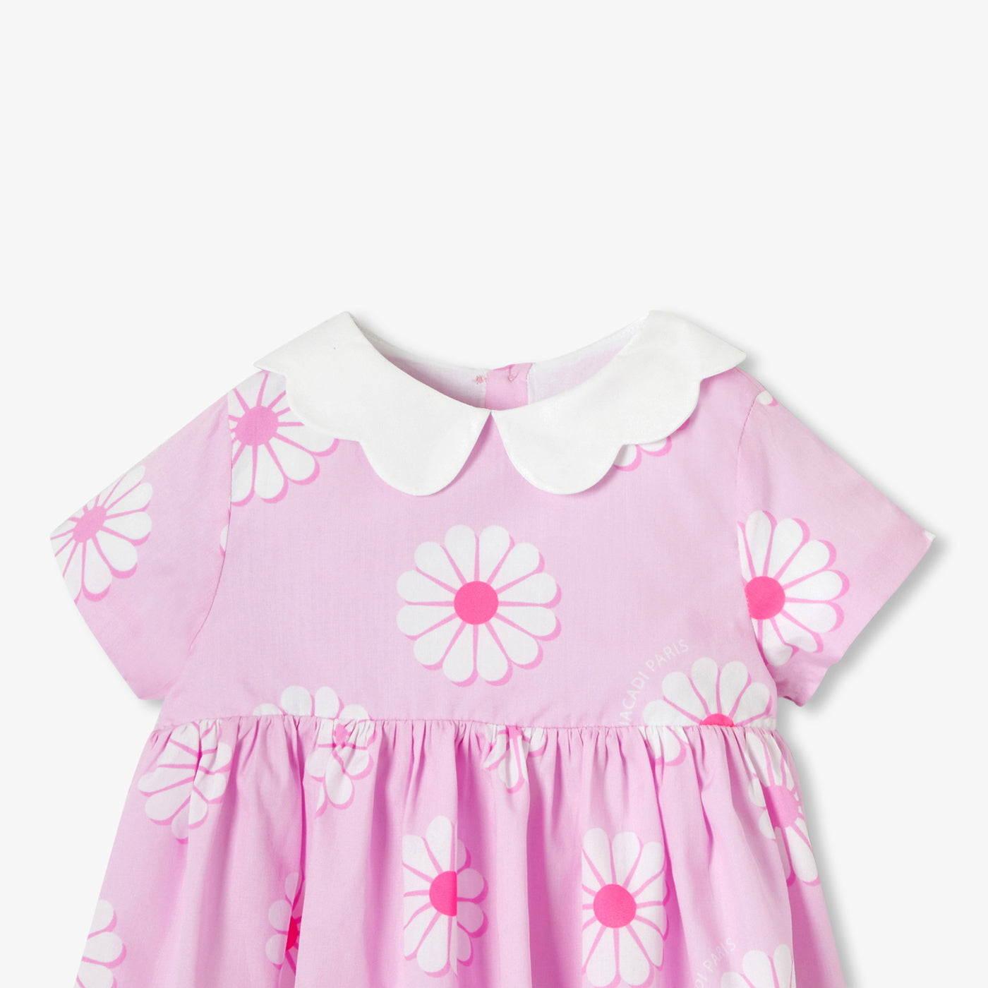 Baby girl cotton dress with floral pattern - rose/multico