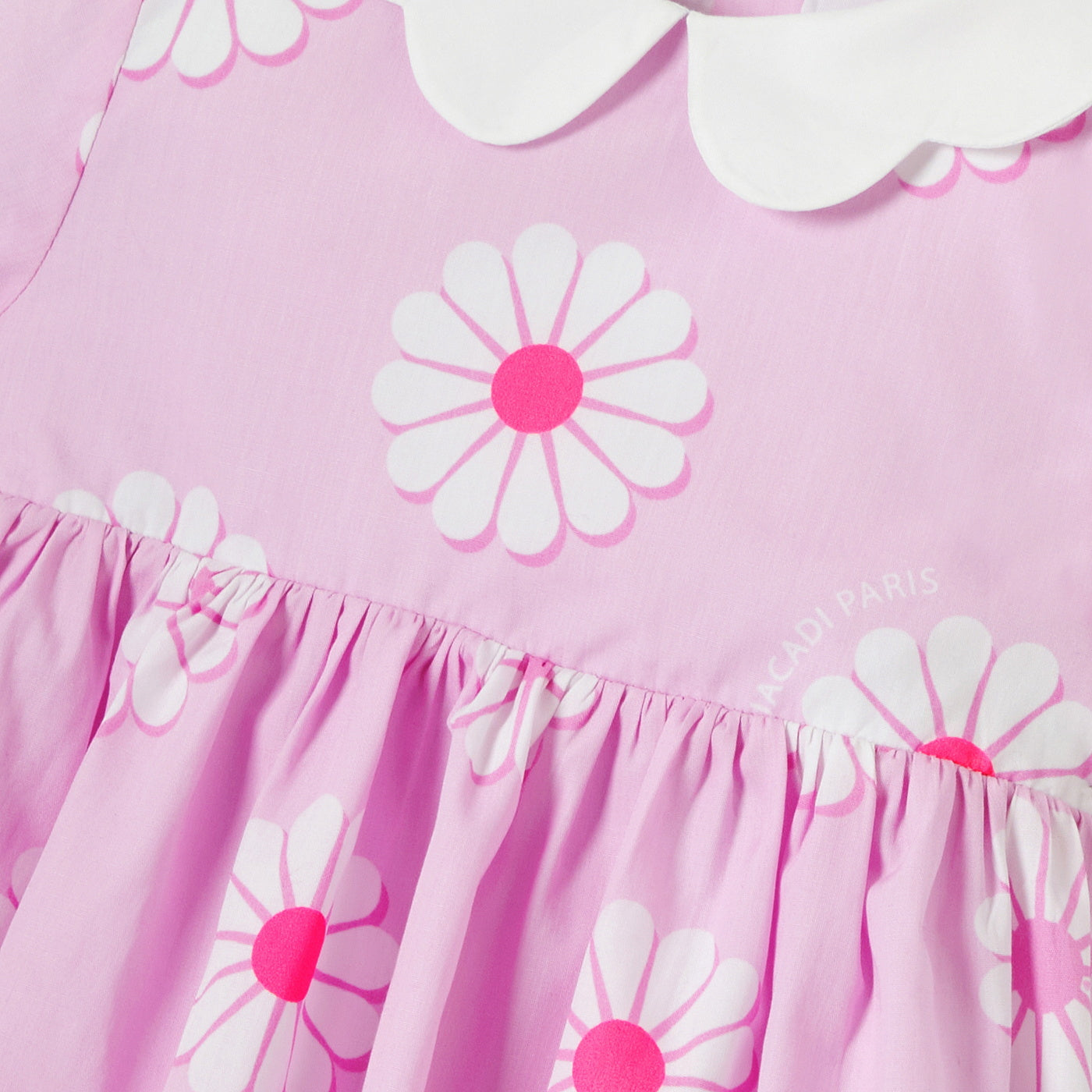 Baby girl cotton dress with floral pattern - rose/multico
