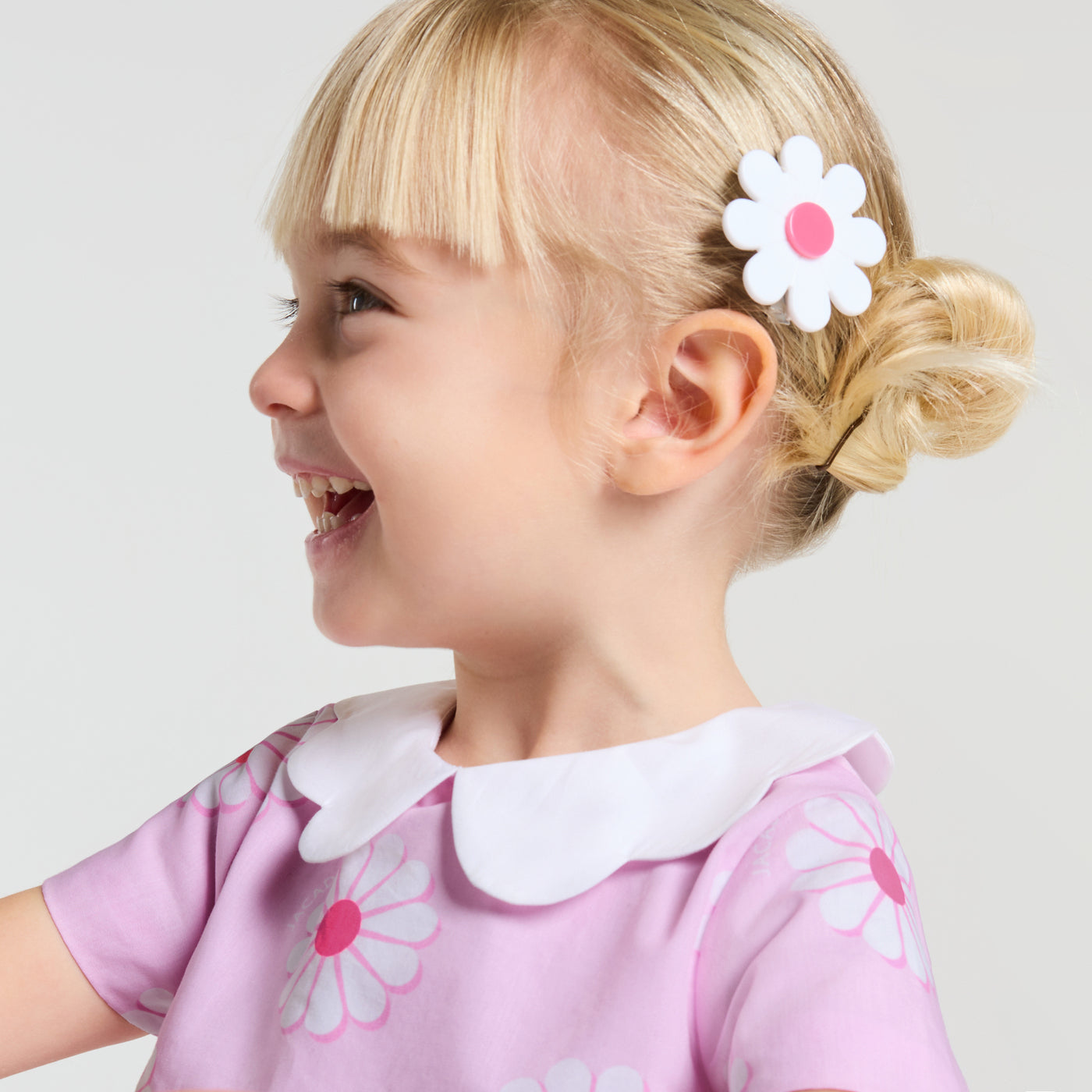 Baby girl cotton dress with floral pattern - rose/multico
